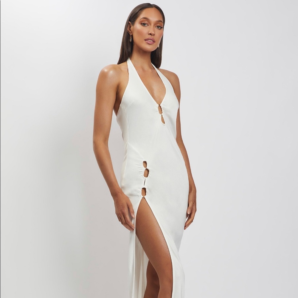 Halter Silk MIDI Dress